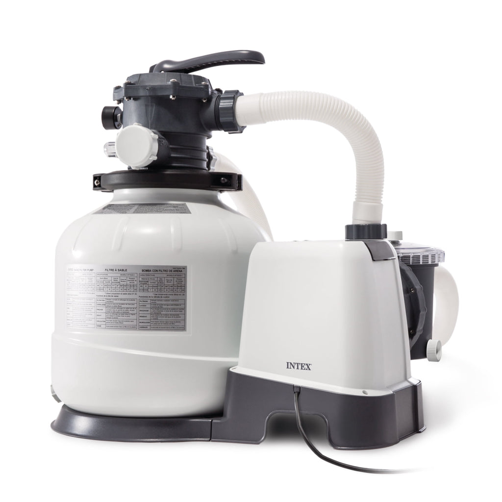 Intex10 inch Krystal Clear Sand Filter Pool Pump, 1500 Gph Motor 1200 GPH System Flow Rate with GFCI, 110-120 V
